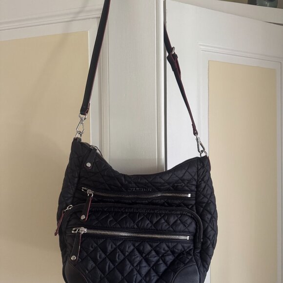 MZ WALLACE Bag DOWNTOWN Blue Burgundy Red Hobo Crossbody Purse - Picture 13 of 16